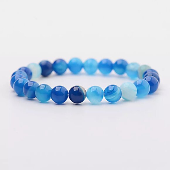 Natural 8MM Lake Blue Gemstone Bracelet Men Women Healing Stone Chakra Jewelry - Picture 15 of 16